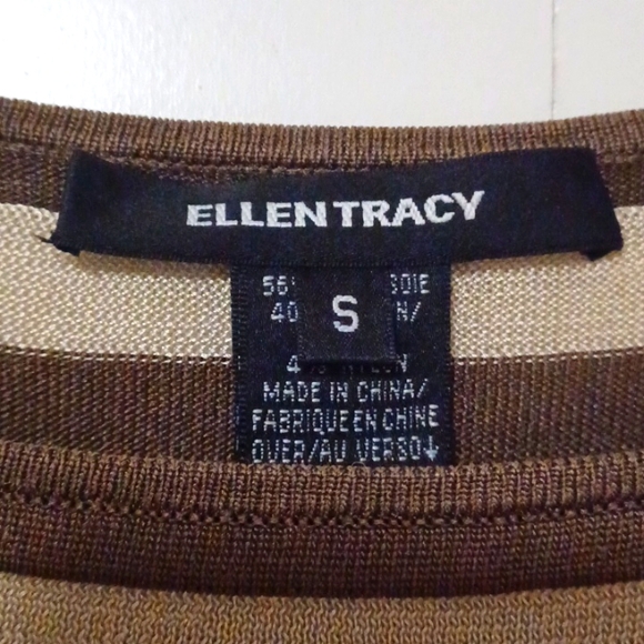 Ellen Tracy, Scoop Neck Gold and Brown stretch pullover. Sz. S. - Picture 2 of 5